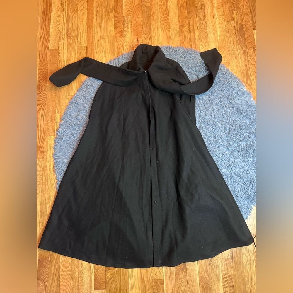 Black Long Wool Cape Coat
